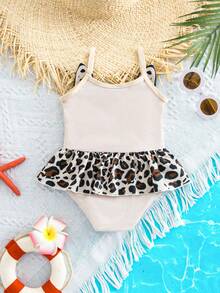SHEIN Baby Girl Leopard Print Cute One-Piece Swimsuit - Multicolor - View 9