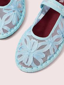 CUCCOO DOLLMOD Women Casual Versatile Commute Daily 3D Floral Mesh Flats - Mint Green - View 8