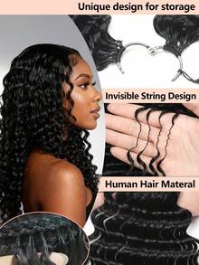 Boho Braids Human Crochet Hair In 100% Remy Human Hair Feather Line Crochet Hair Braids Salon Silky Seamless Invisible Natural Black Color For Thin Hair Woman Micro Pre Looped Crochet Human Hair Deep Wave Extensions