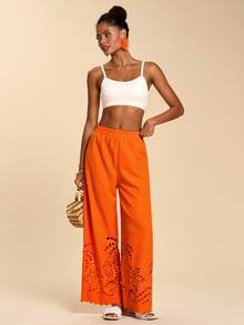 Pantalones casuales de estilo bohemio de verano para mujer, pantalones holgados y delgados a la moda para uso diario - Naranja - Ver 7