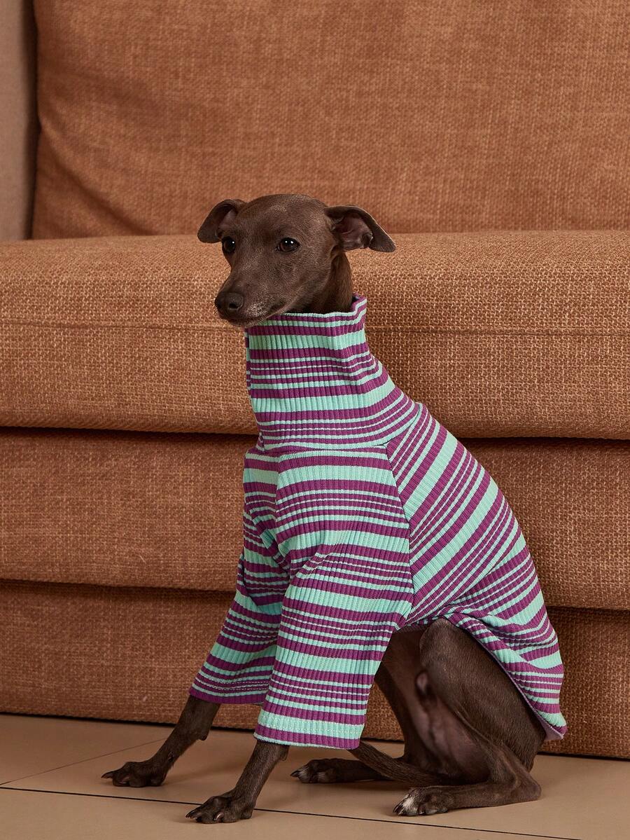 PETSIN Pawparrel Striped Long Sleeve Warm And Comfortable Sweatshirt, Autumn/Spring