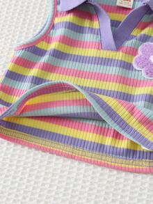 Cozy Pixies 女婴柔软针织无袖套头衫，饰有心形花卉图案