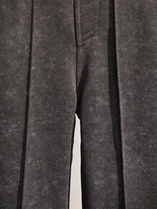 女童百搭时尚做旧直筒蓝色牛仔裤 - 黑色 - 查看 4