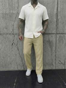 HIMLAND 男士时尚休闲衬衫和宽松长裤套装