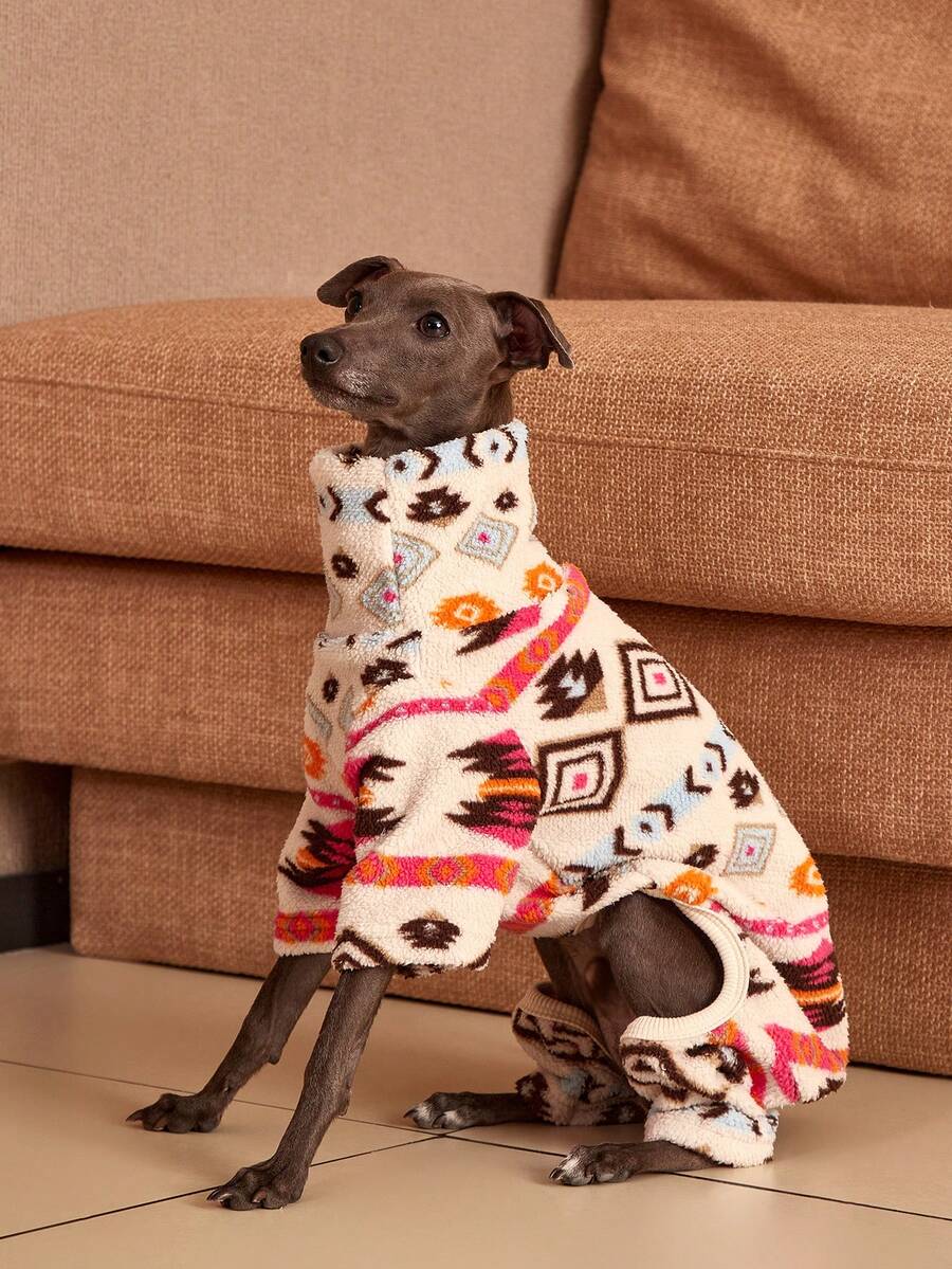 PETSIN Pawparrel 1件宠物秋冬时尚双面毛绒保暖弹力舒适狗狗高领连体衣 - 彩色 - 查看 1