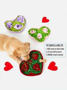 PETSIN 1PC Warm Your Heart Series - Heart-Shaped Rose Flower Element Pet Cat And Dog Small Pet Sniffing Mat Slow Food Puzzle Toy - Multicolor - View 1