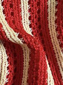 Swim Vcay 红色条纹编织比基尼套装，海滩度假，春夏 - 紅色 - 查看 6