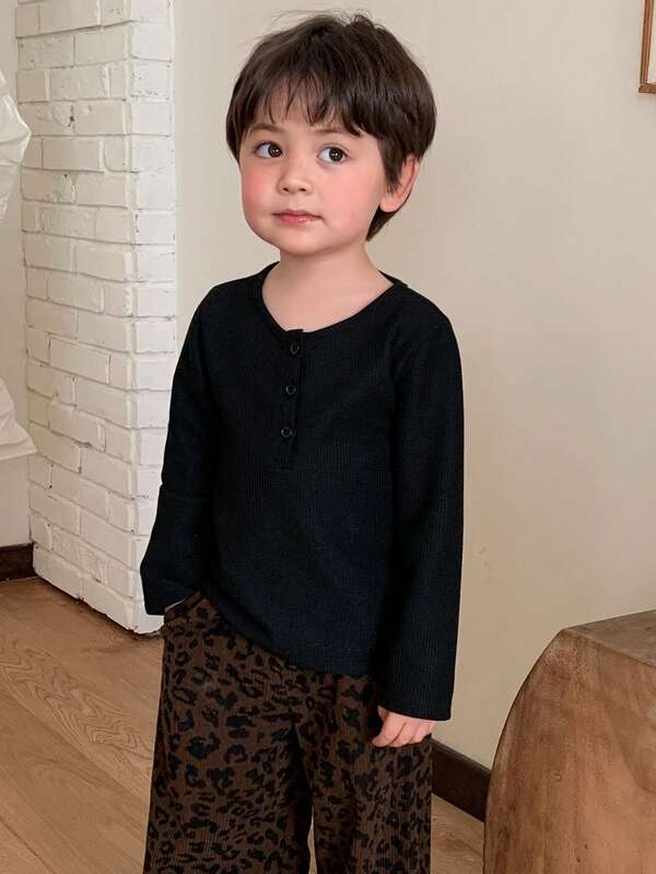 DAZY Toddler Boys' Solid Color Casual Long Sleeve Top