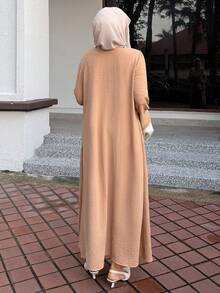 DAZY Vestido midi elegante de mujer con parches de lentejuelas y cuello en V, vestido de invitada de boda de primavera/verano - Rosa - Ver 2