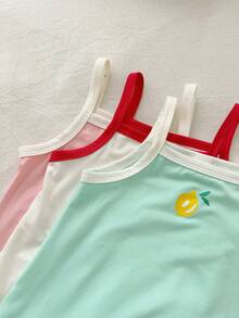 SHEIN Vintaside Kids 女宝宝三件套，柔软舒适，简约清爽，多色吊带连衣裙，适合夏季穿着。款式甜美俏皮，充满童趣。适合日常外出、亲子玩耍等活动。 - 彩色 - 查看 4