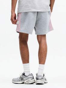 SUMWON Heather Casual Drawstring Shorts With Side Stripe Detail Everyday Summer Bermuda - Black - View 2