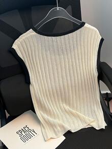 Franclia Blusa de verano para mujer de ajuste ceñido, de cuello redondo, en color negro y blanco, de manga corta tipo avión, casual y elegante, ideal para vacaciones, primavera, fiestas, San Valentín, playa, exteriores, vacaciones y uso casual. - Albaricoque - Ver 2