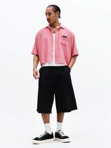 SUMWON Camisa casual de manga corta con botones y cuello, a cuadros rosas, para hombre, para verano y primavera - Rojo - Ver 3