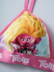 Trolls X SHEIN Bộ áo ngực và quần lót nữ mềm mại, thoải mái với họa tiết hoạt hình, chữ cái, chất liệu jacquard. - Hồng - Xem 7