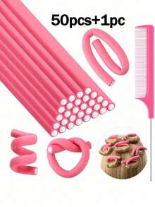 10/20/30/40/50支装柔性泡沫卷发棒，带尖尾梳，日常、旅行和睡眠造型工具，免烫不伤发，柔软睡眠卷发棒，通用隔热棒，冷烫棒，美发造型工具，生日礼物、节日礼物、母亲节礼物、卷发器、卷发棒、圣诞节礼物、卷发棒、卷发器、卷发工具 - 彩色 - 查看 7