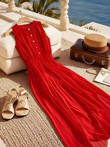 GlowEve 女士优雅专属收腰长裙，红色 - 紅色 - 查看 3
