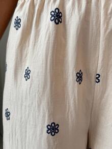 Elenzga Casual Elastic Waist Wide Leg Pants For Women, Spring/Summer - Apricot - View 5