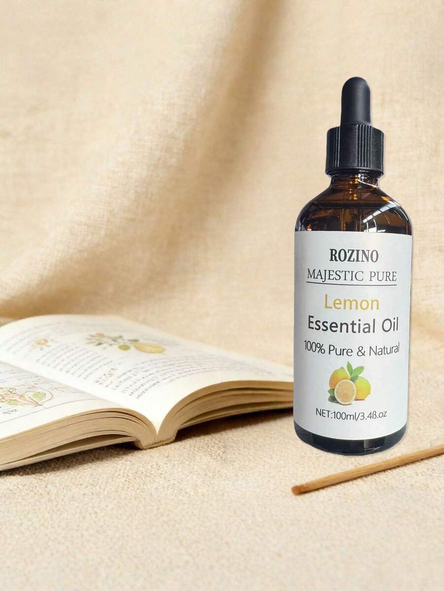 1/2pcs 100ml Pure Natural Lemon Essential Oil, Suitable For Sensitive Skin, Light Beige, Multi-Purpose For Massage, Bath, Face, Body, Hair And Eyelash Care, Hypoallergenic Formula. - lemon - View 1