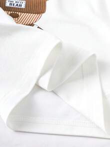 SHEIN Playful Pals 2件套婴幼儿男女通用休闲小熊印花圆领短袖上衣和松紧腰短裤套装，适合0-3岁宝宝，可用于户外运动、休闲外出、购物和旅行，适合6个月至2-3岁宝宝穿着。 - 彩色 - 查看 4