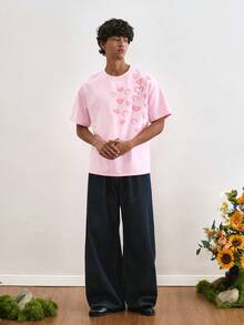 TOKVUE 男士休闲奢华水洗牛仔直筒阔腿裤 - 深色水洗藍 - 查看 7