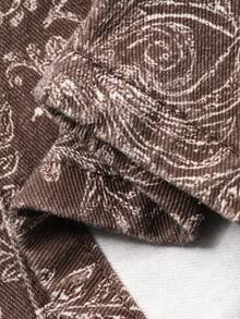 DAZY Sleeveless V-Neck Casual Top & Cashew Flower All-Over Print Casual Pants Women Denim Suit - Brown - View 7