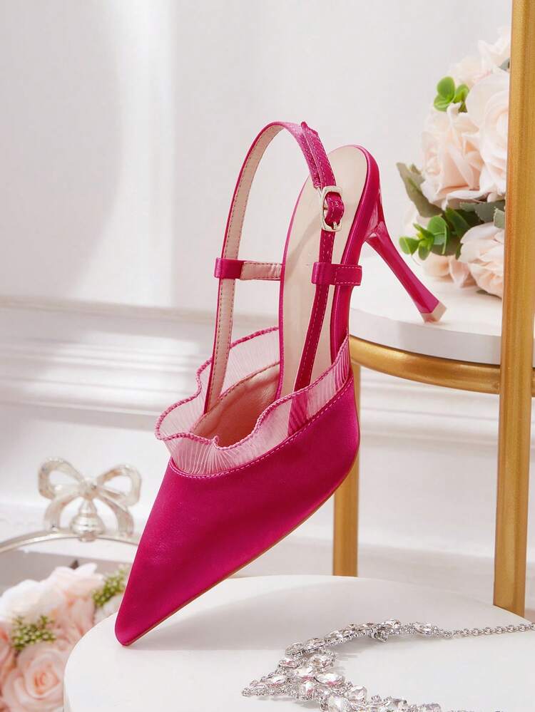 CUCCOO HITCHD Women's Pointed Toe Buckle Design Fashionable High Heels, Versatile For Daily Wear Wedding Shoes Summer Shoes Bride Shoes