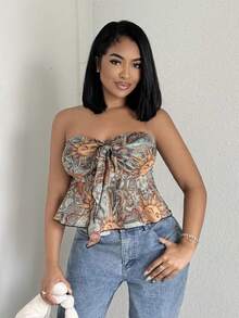 Alexandranx توب كامسول مطبوع بتصميم جرافيك مصنوع من القطن المحبوك للنساء لفصل الخريف/الشتاء - متعدد الألوان - مشاهدة 6