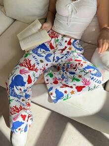 Aloruh Women's Octopus Print Casual Lounge Pants, Spring/Summer - Multicolor - View 3