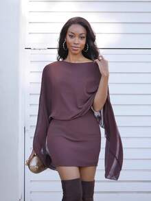 Yess Loren 船领袖迷你连衣裙度假夏季垂坠休闲波西米亚风优雅假日可爱性感度假伊比沙岛音乐节狂欢音乐会秋季婚礼嘉宾、优雅、生日、夜间外出、约会之夜万圣节派对秋季 - 棕色 - 查看 2