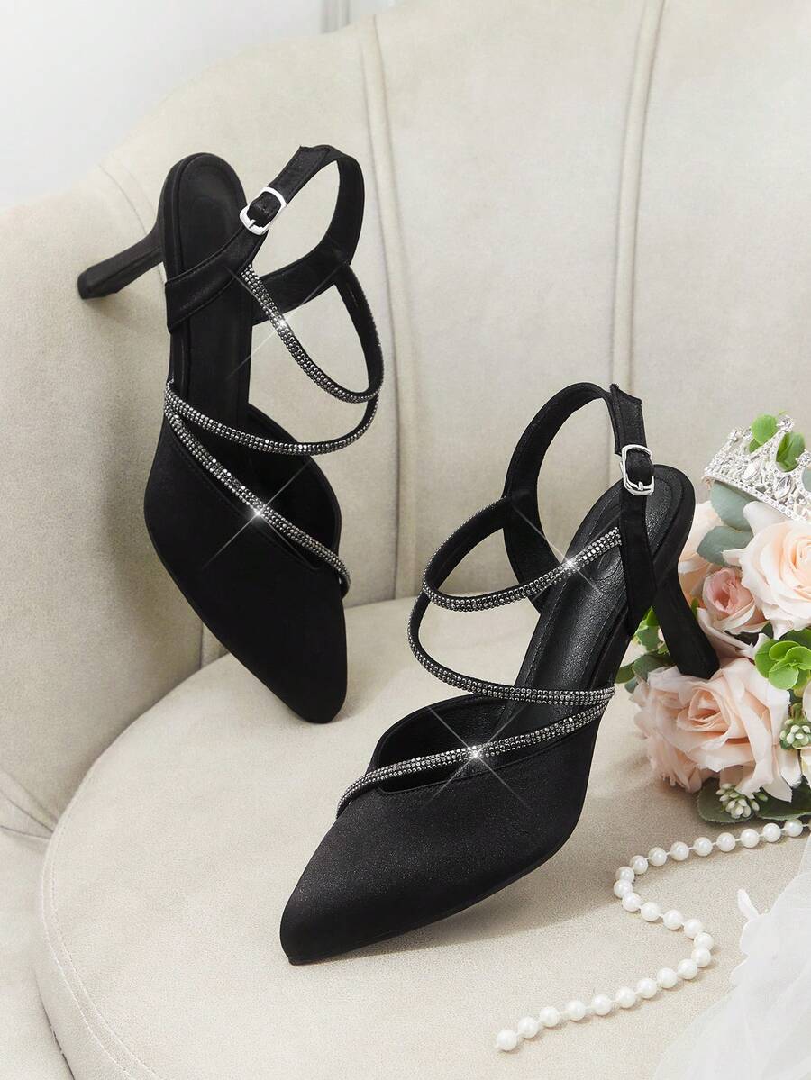 CUCCOO HITCHD Giày cao gót nữ thời trang và thanh lịch dành cho công sở, được trang trí bằng đá quý. - màu đen - Xem 1