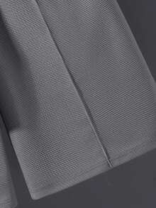 Conjunto de camisetas casuales holgadas con textura de gofre para adolescentes varones, tela cómoda adecuada para uso casual diario - Gris - Ver 6