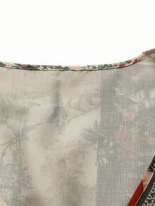 Sunspun 复古花卉拼接印花休闲优雅宽松裤，夏季女装 - 彩色 - 查看 4