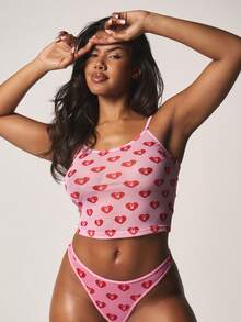 Missguided x Playboy Heart Print Mesh Thong Underwear With Bunny Pattern Valentine Lingerie Intimate