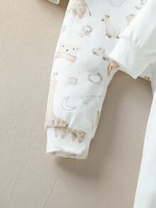 3件套可爱动物印花婴儿男女通用连体衣套装，柔软面料，适合居家、外出、度假、春秋季穿着，适合0-3岁男/女宝宝。中性婴儿服装，男女通用，天然婴儿服装，新生儿针织套装，男宝宝休闲连体衣，婴儿秋季新生儿套装，新生儿中性套装，天然婴儿服装，新生儿中性婴儿服装，男女通用