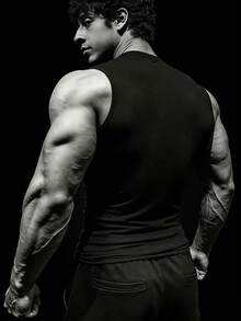 Manfinity Sport Corelite Áo thun ba lỗ nam cổ tròn in hình cánh chim, kiểu dáng thường ngày, thích hợp cho tập luyện thể thao hoặc tập luyện. - màu đen - Xem 2