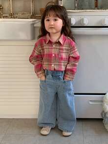 DAZY Toddler Girls' Plaid Korean Style Casual Long Sleeve Top - Pink - View 5