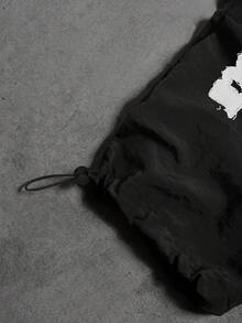 Sport MetroGents Quần thể thao nam in chữ, có dây rút ở eo và túi - màu đen - Xem 5