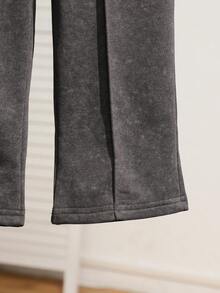 女童百搭时尚做旧直筒蓝色牛仔裤 - 黑色 - 查看 5