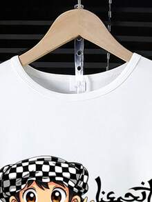 SHEIN 2件套青少年男童短袖圆领T恤+口袋短裤套装 - 彩色 - 查看 5