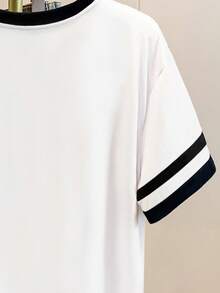 Resyla 女式T恤/独角兽图案印花/刺绣工艺/女士宽松休闲撞色圆领T恤上衣/时尚卫衣/春夏