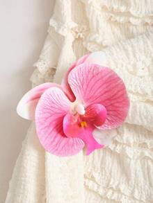 Sweetra Wrap Chest Slit Tie-Up Floral Dress, Waist Cinched Bodycon Slit Dress - Apricot - View 4