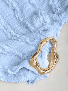 Sweetra Sexy Outfit - Asymmetrical Shoulder Top + Peplum Mini Skirt - Blue - View 6