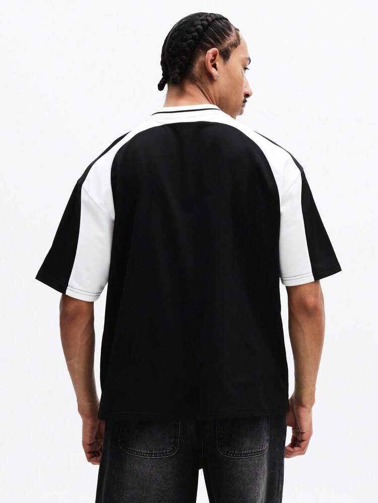 V-Neck Jersey With Color Block Panels