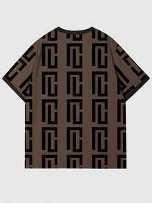 Manfinity Homme Áo thun nam tay ngắn cổ tròn in họa tiết hình học, kiểu dáng thường ngày, đa năng. - Nhiều màu - Xem 3