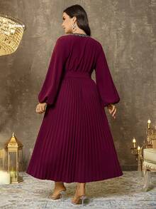 EMERY ROSE Váy mùa thu dệt kim cỡ lớn, thanh lịch và rộng rãi - Màu đỏ tím - Xem 2