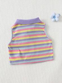 Cozy Pixies 女婴柔软针织无袖套头衫，饰有心形花卉图案