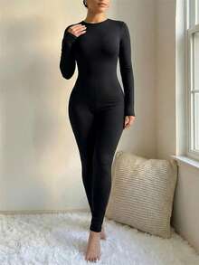VaVaBold Mujer Monos Unitard Con Colores Sólidos - Negro - Ver 8