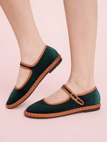 CUCCOO DOLLMOD Giày bệt nữ kiểu dáng thường ngày, đa năng, phù hợp đi làm hàng ngày. - Màu xanh lá cây đậm - Xem 5