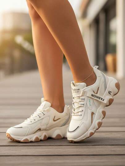 Zapatos deportivos para mujeres, zapatos deportivos versátiles para mujeres, zapatos deportivos con cordones para mujeres, zapatos deportivos para aumentar la estatura, zapatos deportivos para senderismo y zapatillas deportivas para actividades al aire libre.