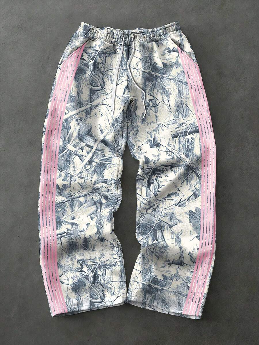 Manfinity EMRG 男士全印花抽绳腰休闲运动裤 - 彩色 - 查看 1